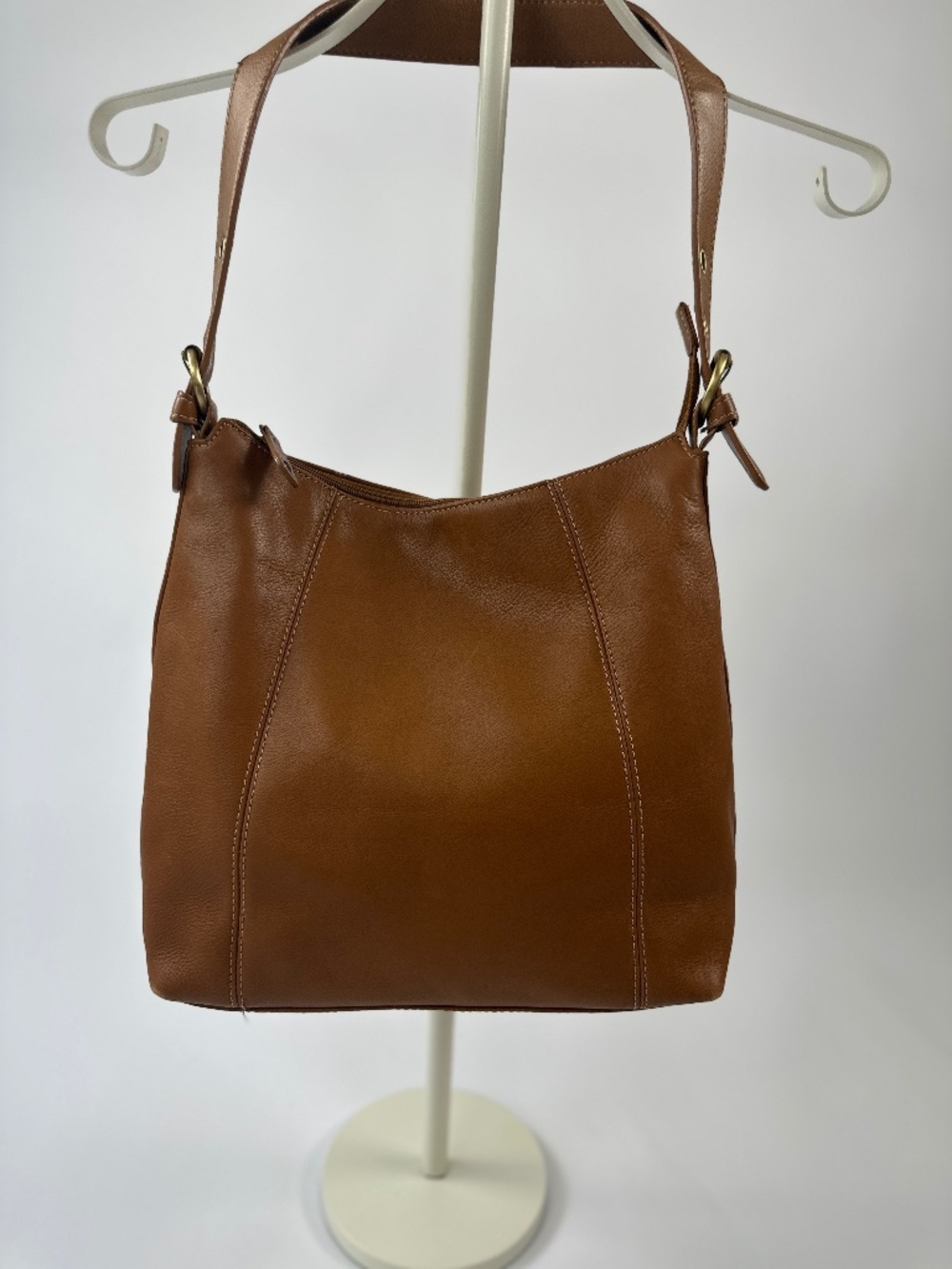 Sereta Genuine Leather Brown Hobo Shoulder Bag Adjustable Strap